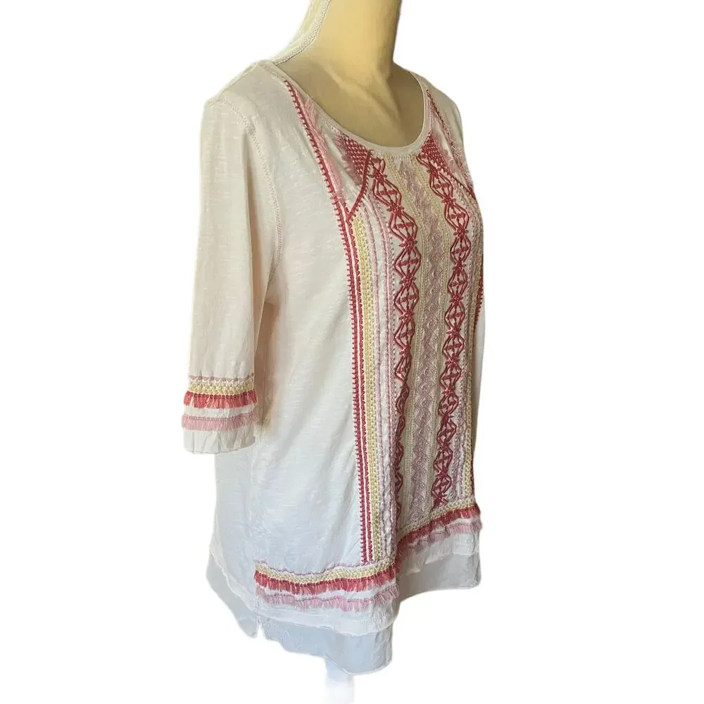 Sundance Embroidered Tunic Top Size Medium - Picture 6 of 9
